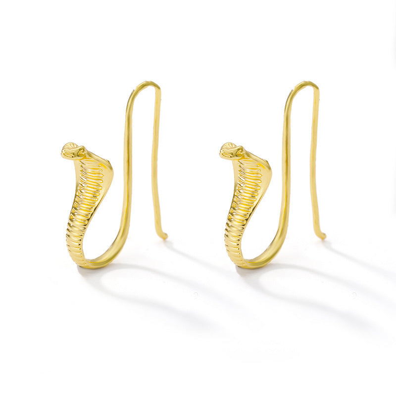 Real Gold Plated Ladies Stud Earrings Cobra