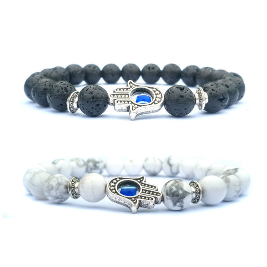 Evil eye stone bracelet Black or White