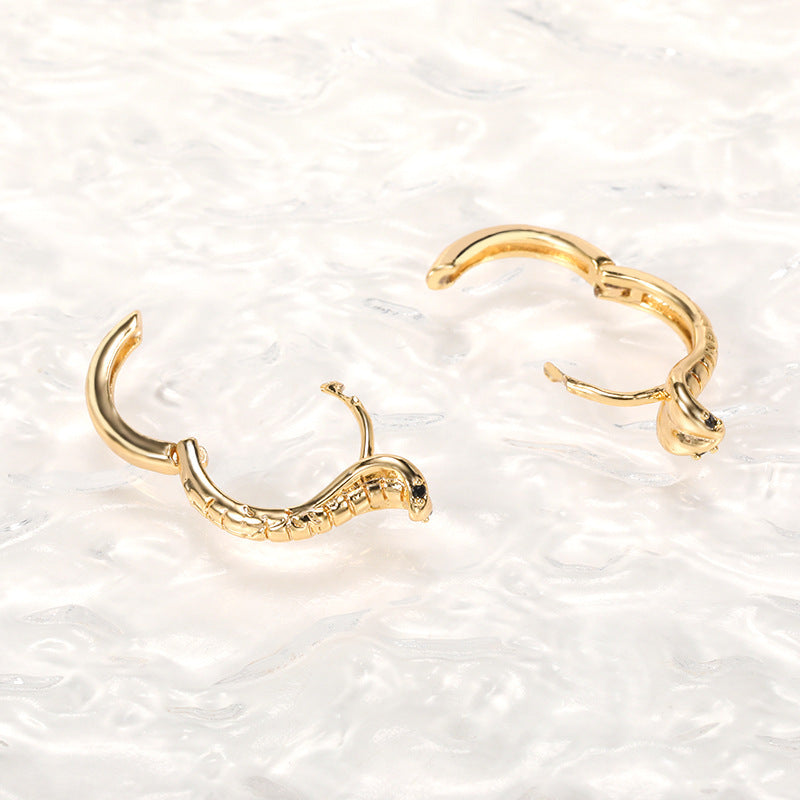 Real Gold Plated Ladies Stud Earrings Cobra